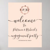 Poster Panneau de bienvenue de fiançailles à monogramme s (Devant)