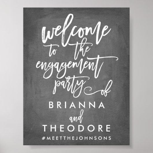 Poster Panneau de bienvenue de fiançailles chic avec lett (Devant)