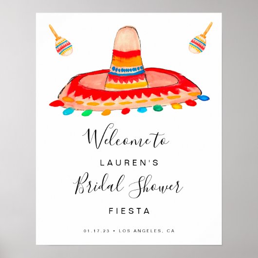 Poster Panneau de Bienvenue de Fiesta de Mariage avec Som (Devant)