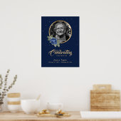 Poster Panneau de bienvenue de funérailles à fleurs bleue (Cuisine)