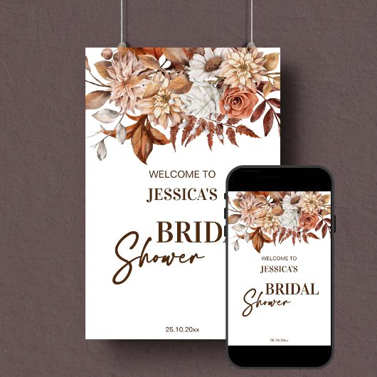 Poster Panneau de bienvenue de la douche de la nuptiale d