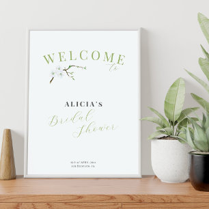 Poster Panneau de bienvenue de la douche nuptiale bleu fo