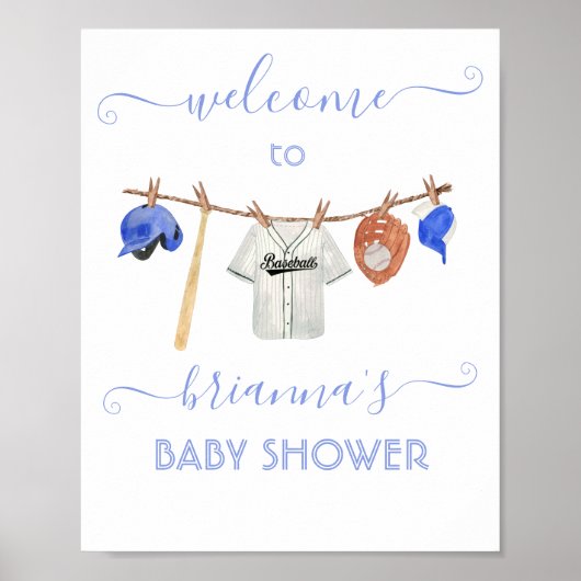 Poster Panneau de bienvenue de Little Slugger Baby shower (Devant)