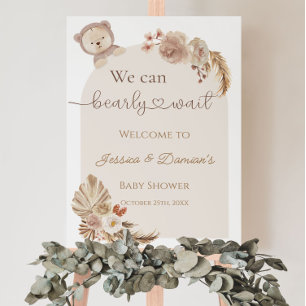 Poster Panneau de bienvenue de l'ours en peluche Boho