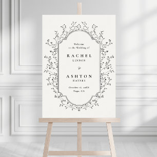 Poster Panneau de bienvenue de mariage à cadre botanique