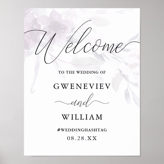 Poster Panneau de bienvenue de mariage à calligraphie flo (Devant)