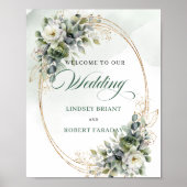 Poster Panneau de bienvenue de mariage à feuillage botani (Devant)