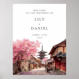 Poster Panneau de Bienvenue de Mariage à Kyoto Japon