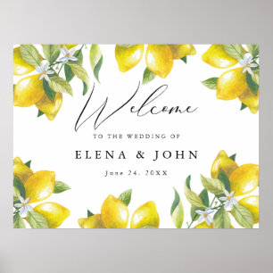 Poster Panneau de bienvenue de mariage à la fleur de citr