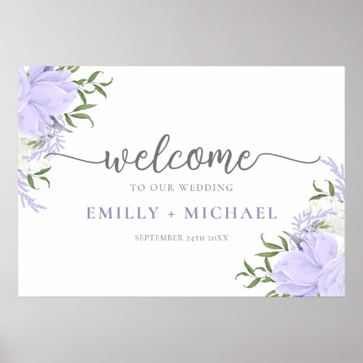 Poster Panneau de bienvenue de mariage à la pervenche bot (Devant)