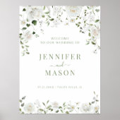 Poster Panneau de bienvenue de mariage à la verdure d'euc (Devant)