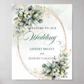 Poster Panneau de bienvenue de mariage à la verdure douce (Devant)