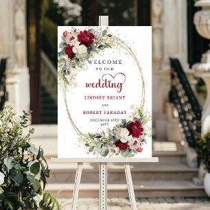Poster Panneau de bienvenue de mariage à la verdure flora