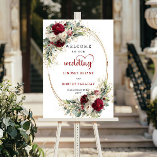 Poster Panneau de bienvenue de mariage à la verdure flora