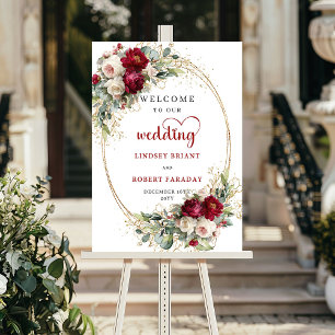 Poster Panneau de bienvenue de mariage à l'aquarelle doré