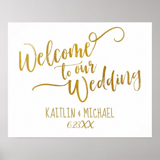 Poster Panneau de bienvenue de mariage à l'écriture Brush (Devant)