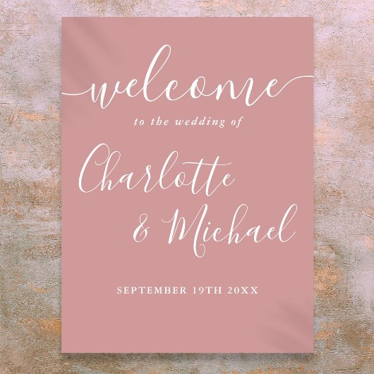 Poster Panneau de bienvenue de mariage à l'écriture de si