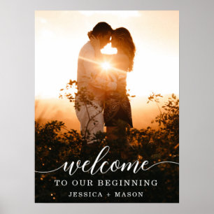 Poster Panneau de bienvenue de mariage à l'écriture éléga