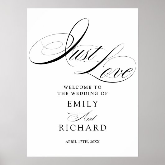 Poster Panneau de bienvenue de mariage à l'écriture éléga (Devant)