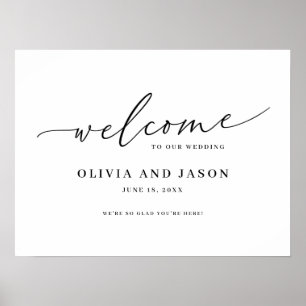 Poster Panneau de bienvenue de mariage à l'écriture éléga