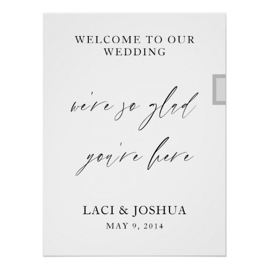 Poster Panneau de bienvenue de mariage à l'écriture éléga (Devant)