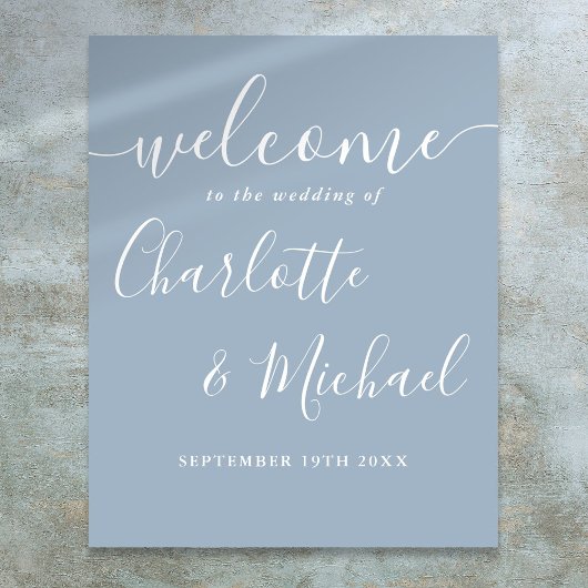 Poster Panneau de bienvenue de mariage à l'écriture manus