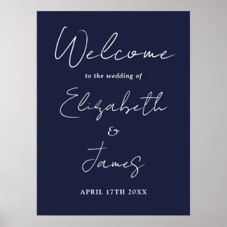 Poster Panneau de bienvenue de mariage à l'écriture minim