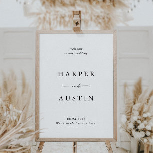 Poster Panneau de bienvenue de mariage à l'écriture minim