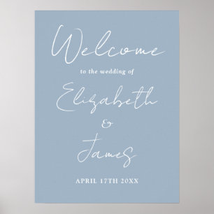 Poster Panneau de bienvenue de mariage à l'écriture minim