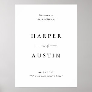 Poster Panneau de bienvenue de mariage à l'écriture moder