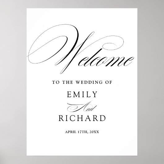 Poster Panneau de bienvenue de mariage à l'écriture moder (Devant)