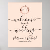 Poster Panneau de bienvenue de mariage à monogramme (Devant)