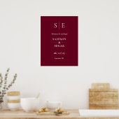 Poster Panneau de bienvenue de mariage à monogramme borde (Cuisine)