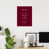 Poster Panneau de bienvenue de mariage à monogramme borde (Bureau à domicile)