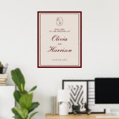 Poster Panneau de bienvenue de mariage à monogramme class (Bureau à domicile)