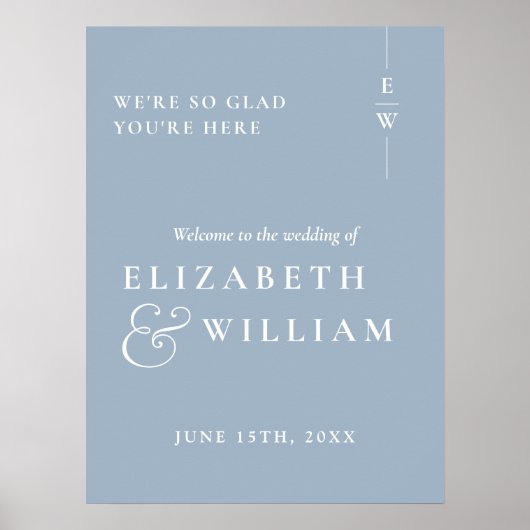Poster Panneau de bienvenue de mariage à monogramme moder (Devant)