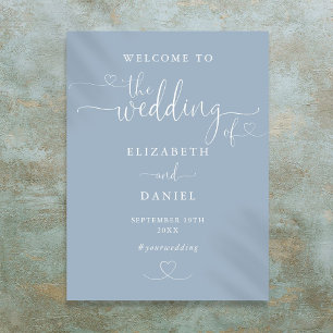 Poster Panneau de bienvenue de mariage à motif de cœur bl