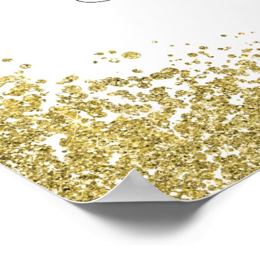 Poster Panneau de bienvenue de mariage à paillettes dorée (Coin)