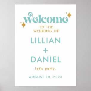 Poster Panneau de bienvenue de mariage à palette rétro pl