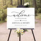 Poster Panneau de bienvenue de mariage à script simple mi