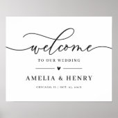 Poster Panneau de bienvenue de mariage à script simple mi (Devant)