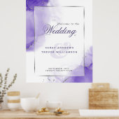 Poster Panneau de bienvenue de mariage abstrait Améthyste (Cuisine)