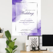 Poster Panneau de bienvenue de mariage abstrait Améthyste (Bureau à domicile)