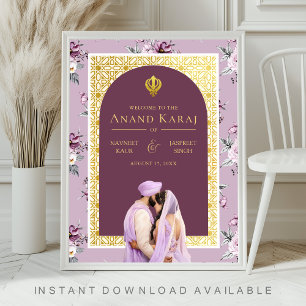 Poster Panneau de bienvenue de mariage Anand Karaj aux fl