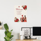 Poster Panneau de bienvenue de mariage Anand Karaj floral (Bureau à domicile)