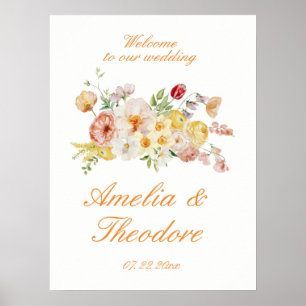 Poster Panneau de bienvenue de mariage au jardin de renon
