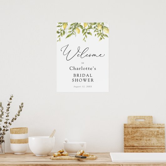 Poster Panneau de bienvenue de mariage aux citrons et au (Cuisine)