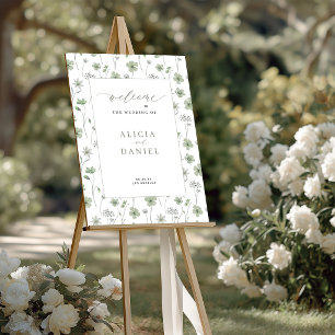 Poster Panneau de bienvenue de mariage aux fleurs sauvage