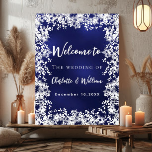 Poster Panneau de bienvenue de mariage aux flocons de nei