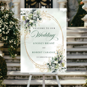 Poster Panneau de bienvenue de mariage aux roses blanches